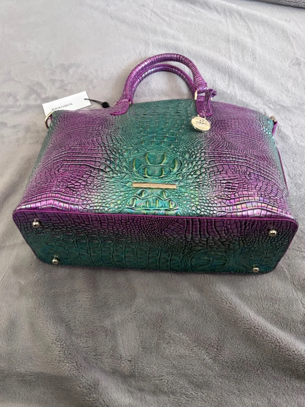 BRAHMIN Large Duxbury Hyacinth Ombre Mini Melbourne Leather Satchel Bag Purse - Picture 5 of 16